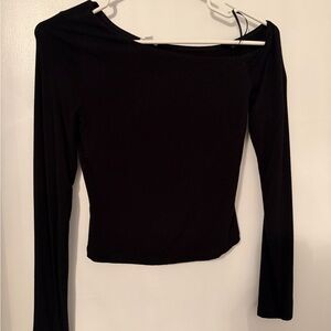 Garage Black Long Sleeve Crop Top